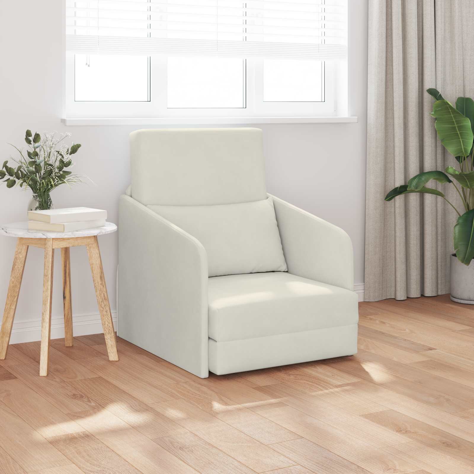 vidaXL Диван легло Крем 65 x 80 x 83 см Кадифе