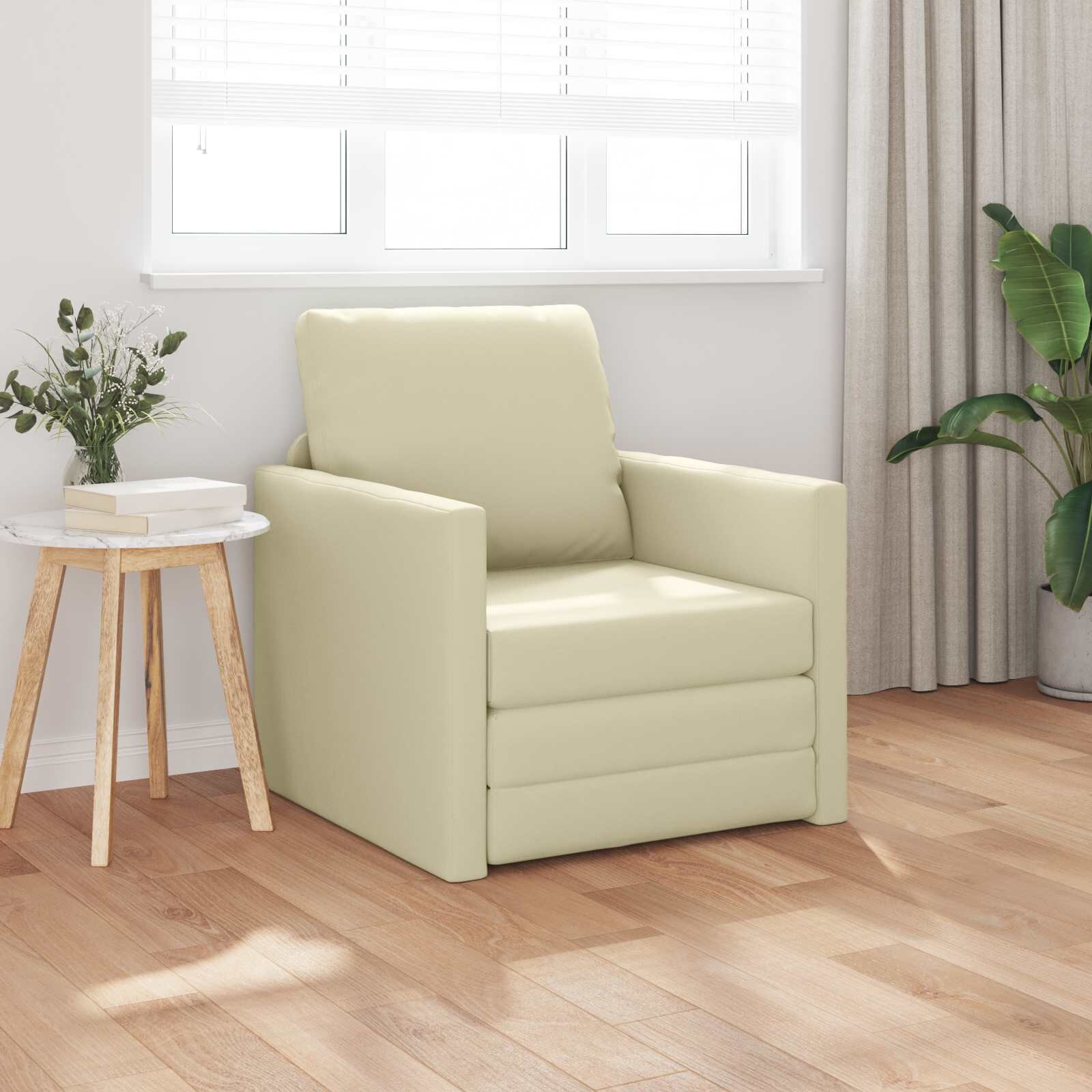 vidaXL Диван легло Крем 74 x 77 x 81 см Изкуствена