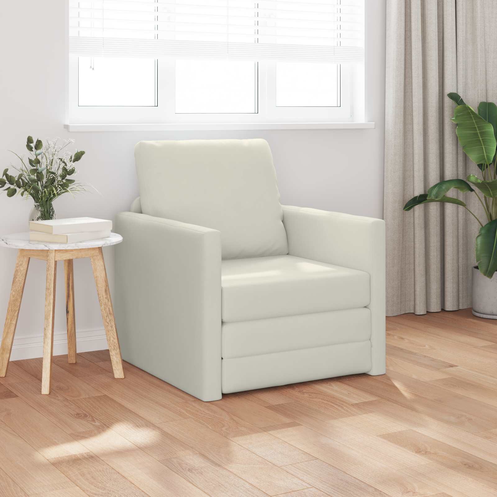 vidaXL Диван легло Крем 74 x 77 x 81 см Кадифе