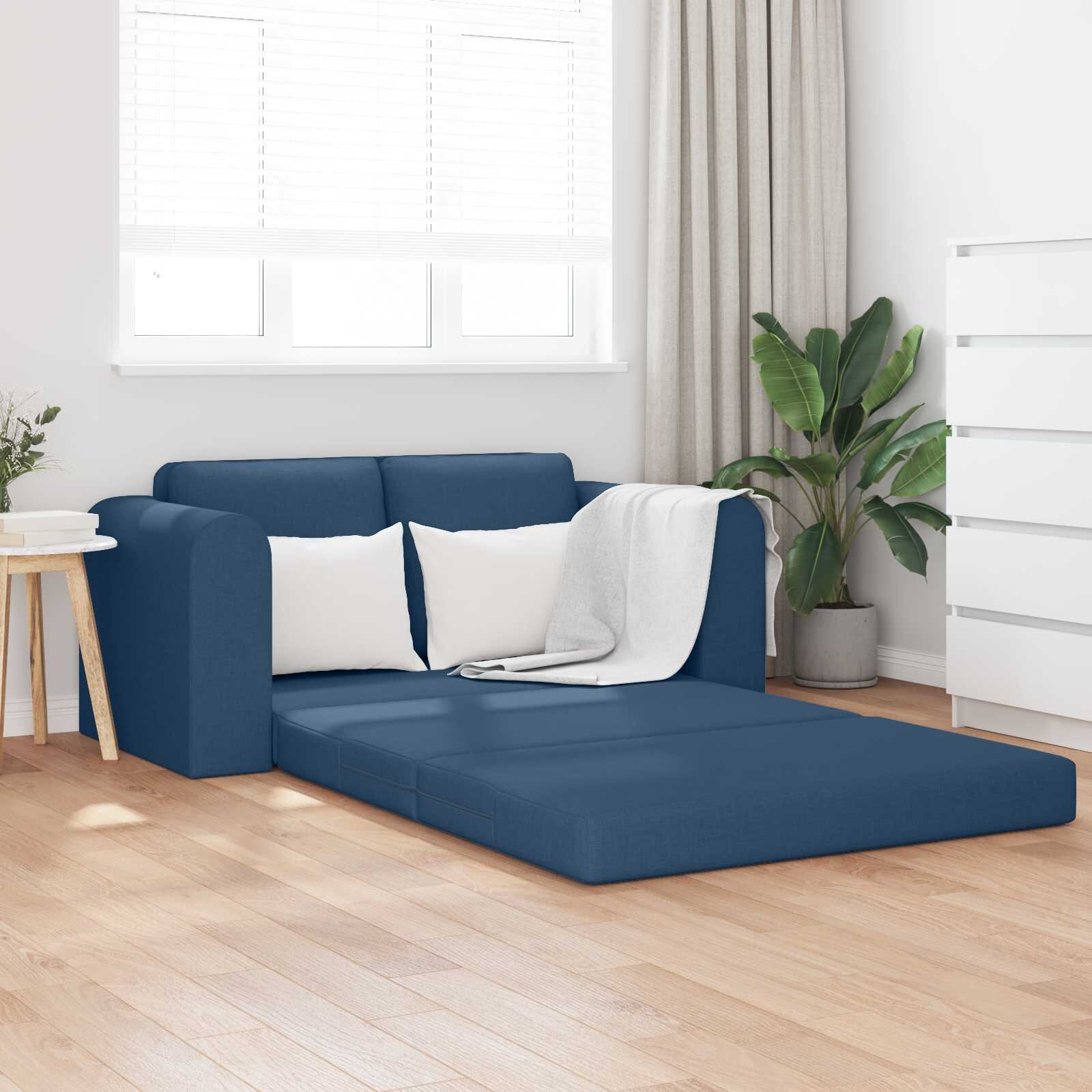 vidaXL Диван легло Синьо 148 x 71 x 83 см текстил