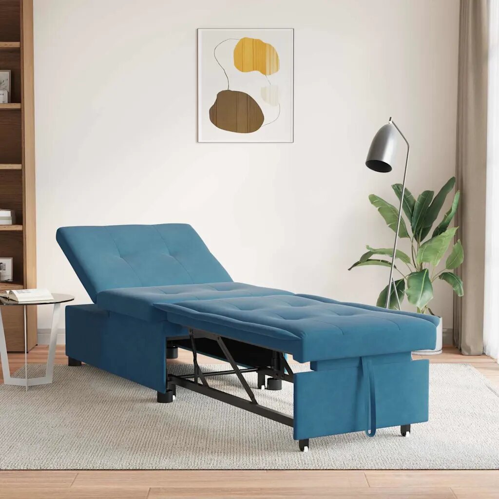 vidaXL Диван легло Синьо 194 x 67 x 82 см Кадифе