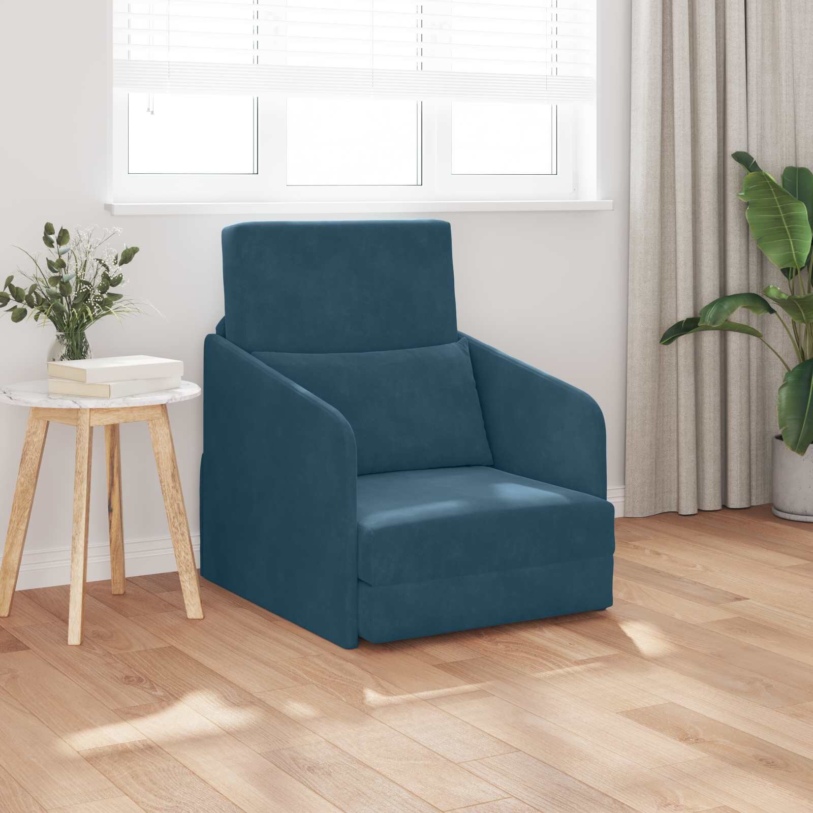 vidaXL Диван легло Синьо 65 x 80 x 83 см Кадифе