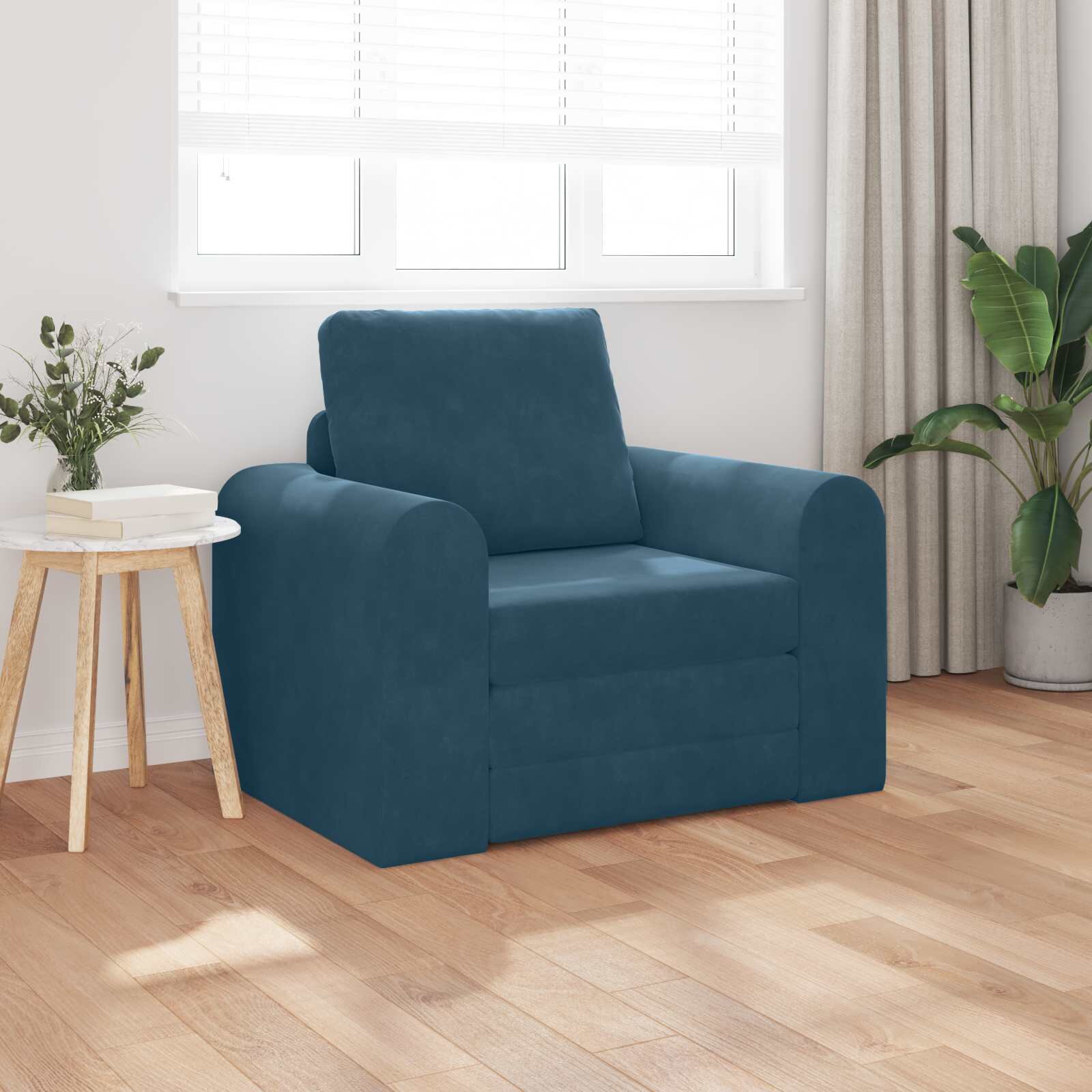 vidaXL Диван легло Синьо 98 x 71 x 83 см Кадифе