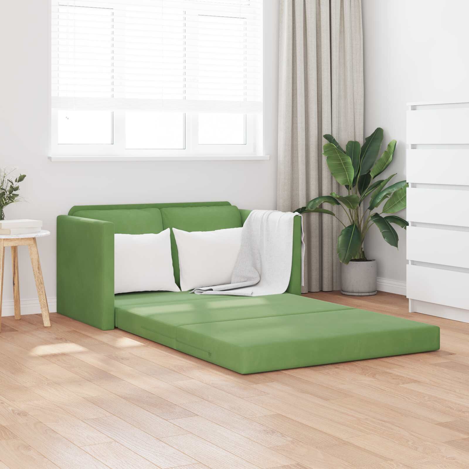 vidaXL Диван легло Светло зелено 204 x 122 x 60 см Кадифе