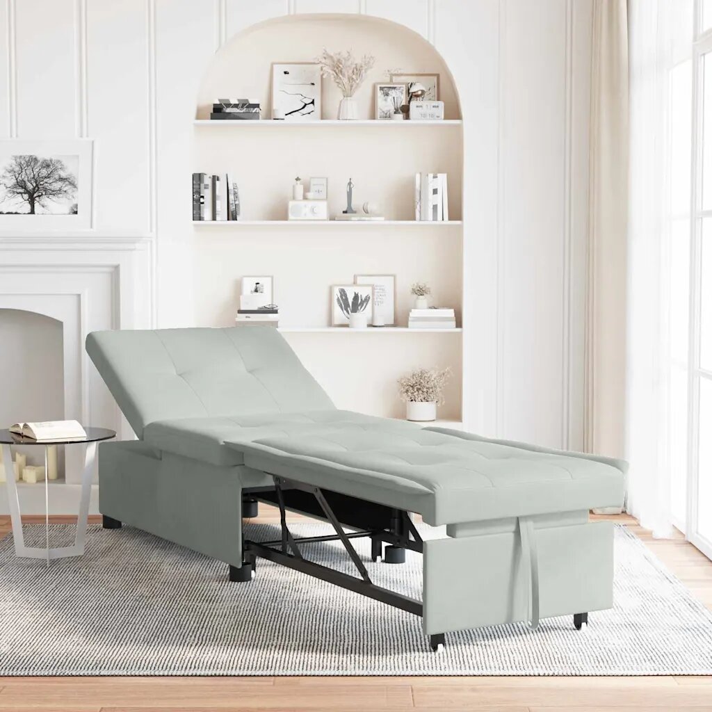 vidaXL Диван легло Светлосиво 194 x 67 x 82 см Кадифе