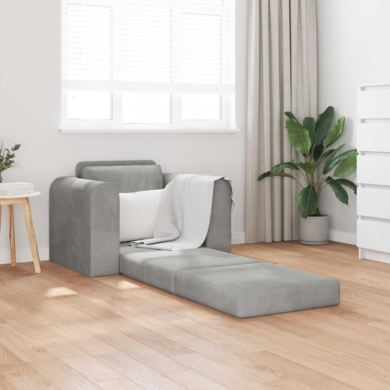 vidaXL Диван легло Светлосиво 98 x 71 x 83 см Кадифе