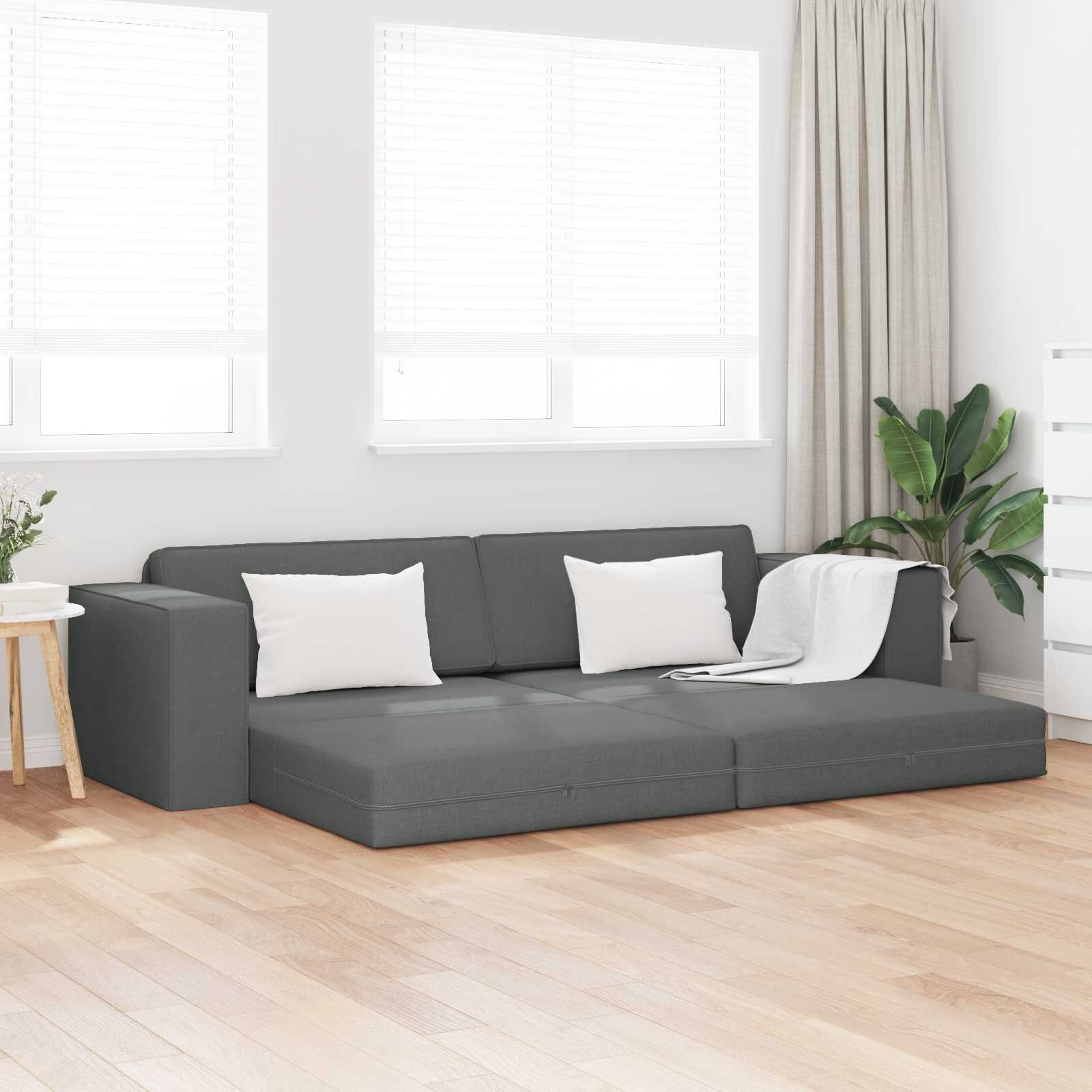 vidaXL Диван легло Тъмен сив 245 x 78 x 77 см текстил