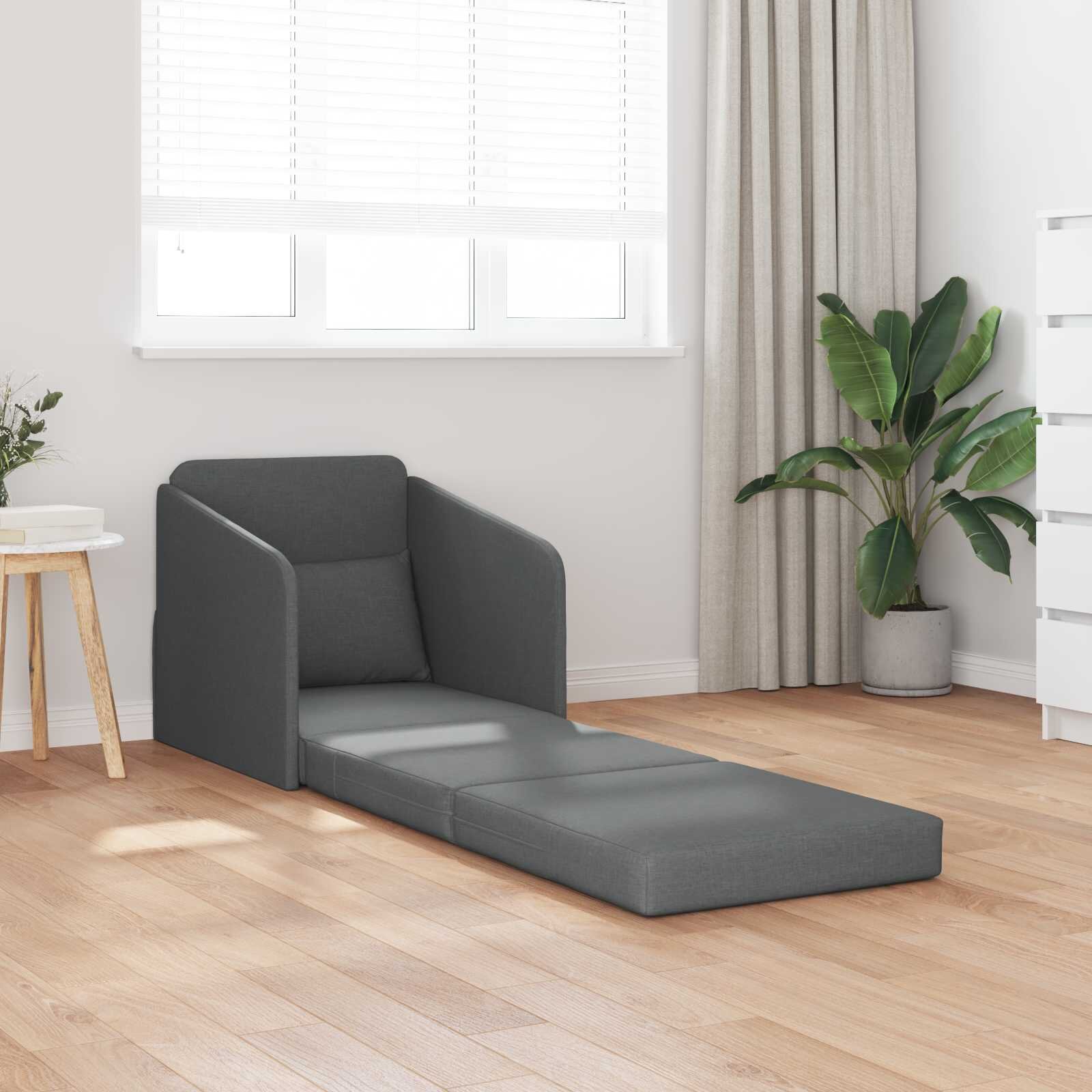 vidaXL Диван легло Тъмен сив 65 x 80 x 83 см текстил