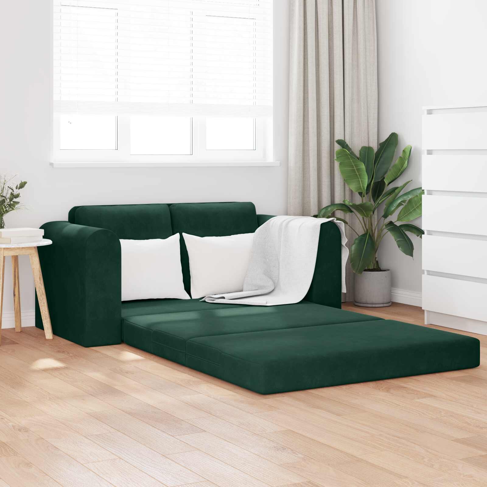 vidaXL Диван легло Тъмен зелен 148 x 71 x 83 см Кадифе