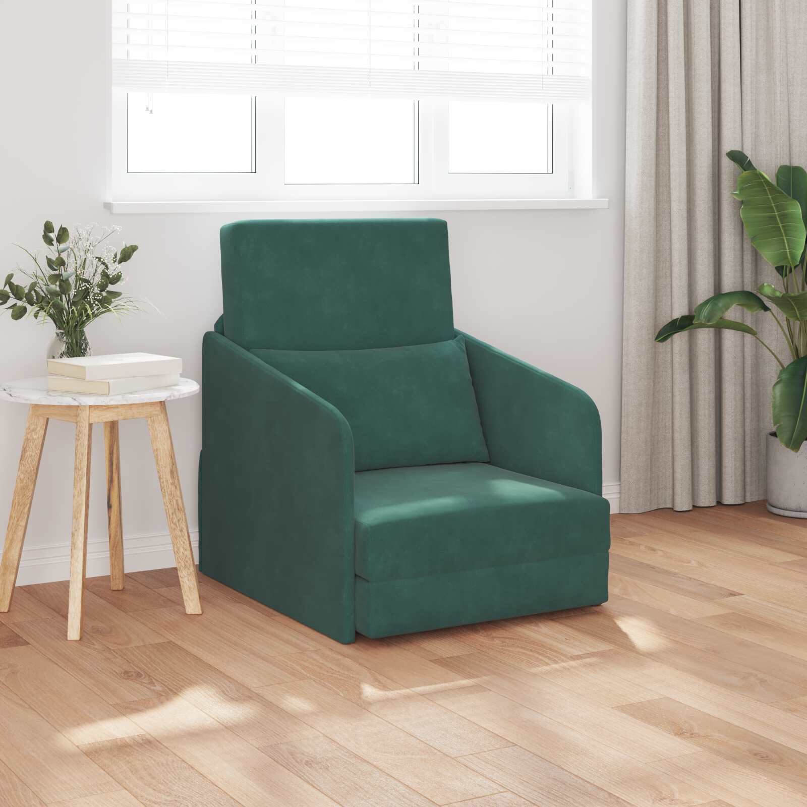 vidaXL Диван легло Тъмен зелен 65 x 80 x 83 см Кадифе