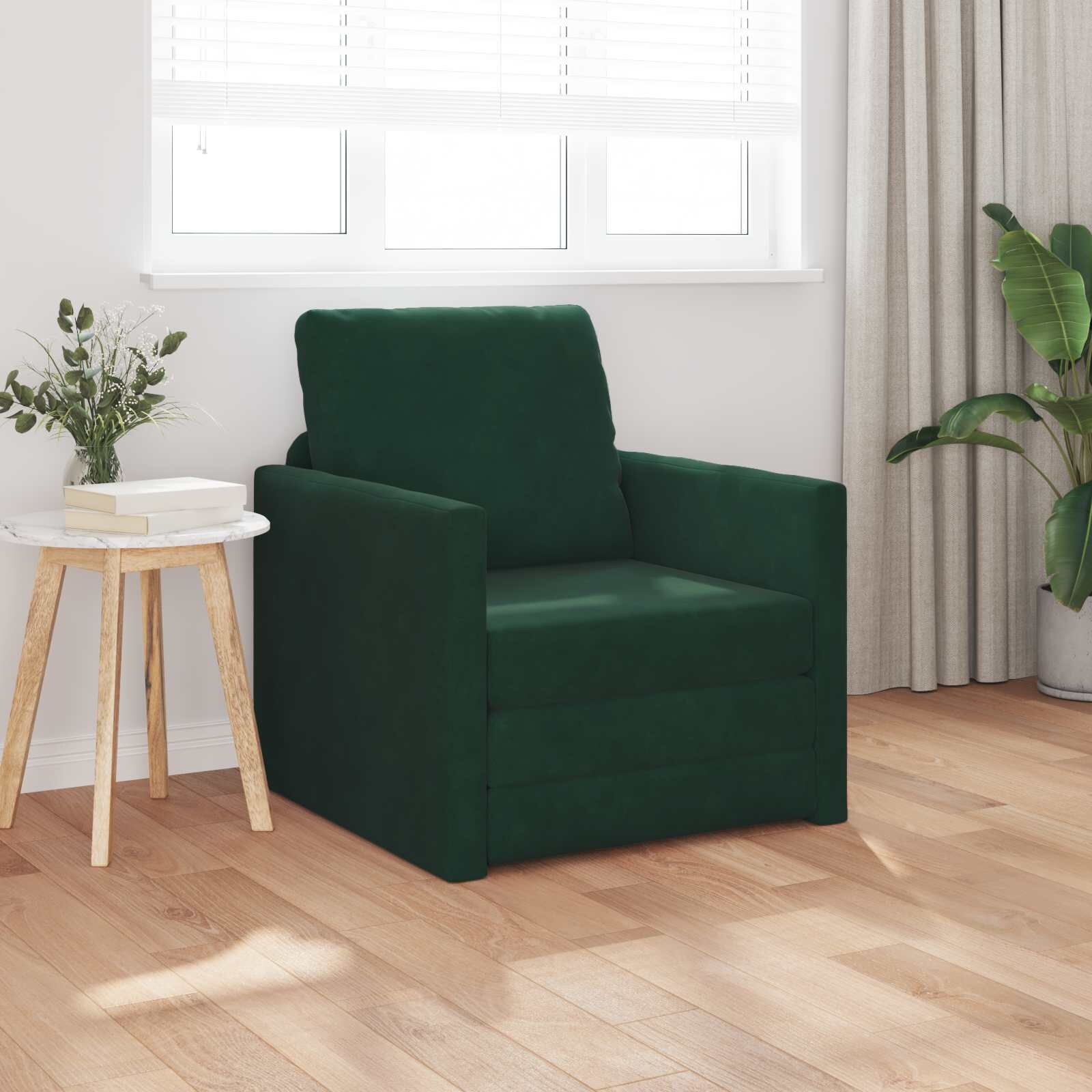 vidaXL Диван легло Тъмен зелен 74 x 77 x 81 см Кадифе
