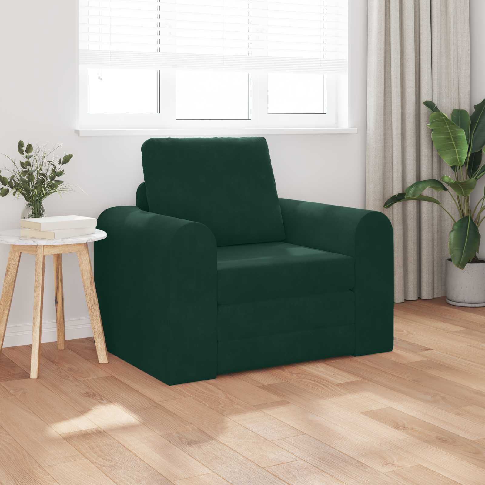 vidaXL Диван легло Тъмен зелен 98 x 71 x 83 см Кадифе