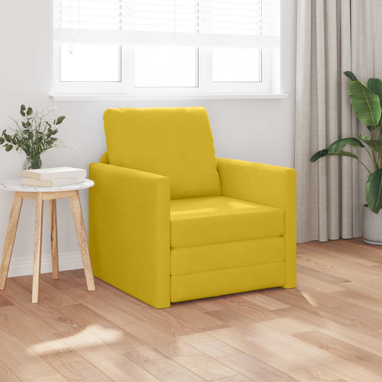 vidaXL Диван легло Тъмен жълт 74 x 77 x 81 см Кадифе