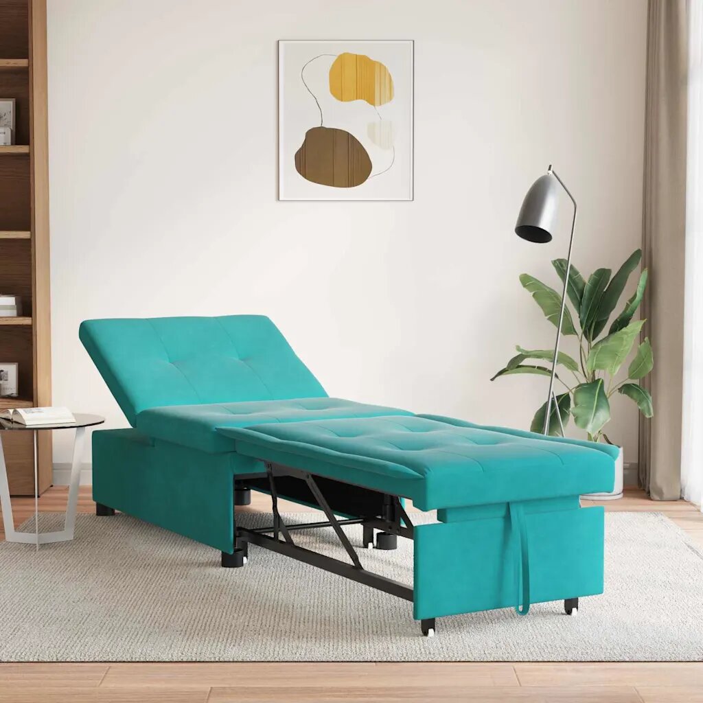 vidaXL Диван легло Тюркоаз 194 x 67 x 82 см Кадифе