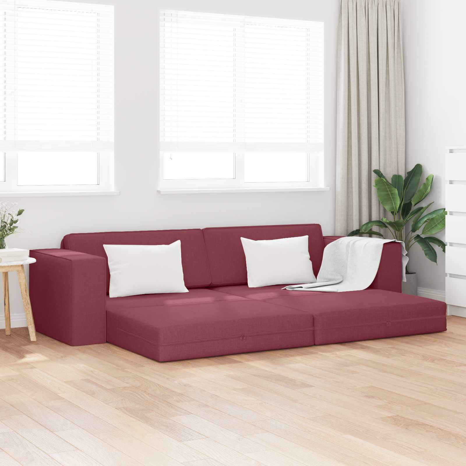 vidaXL Диван легло Виненочервен 245 x 78 x 77 см текстил