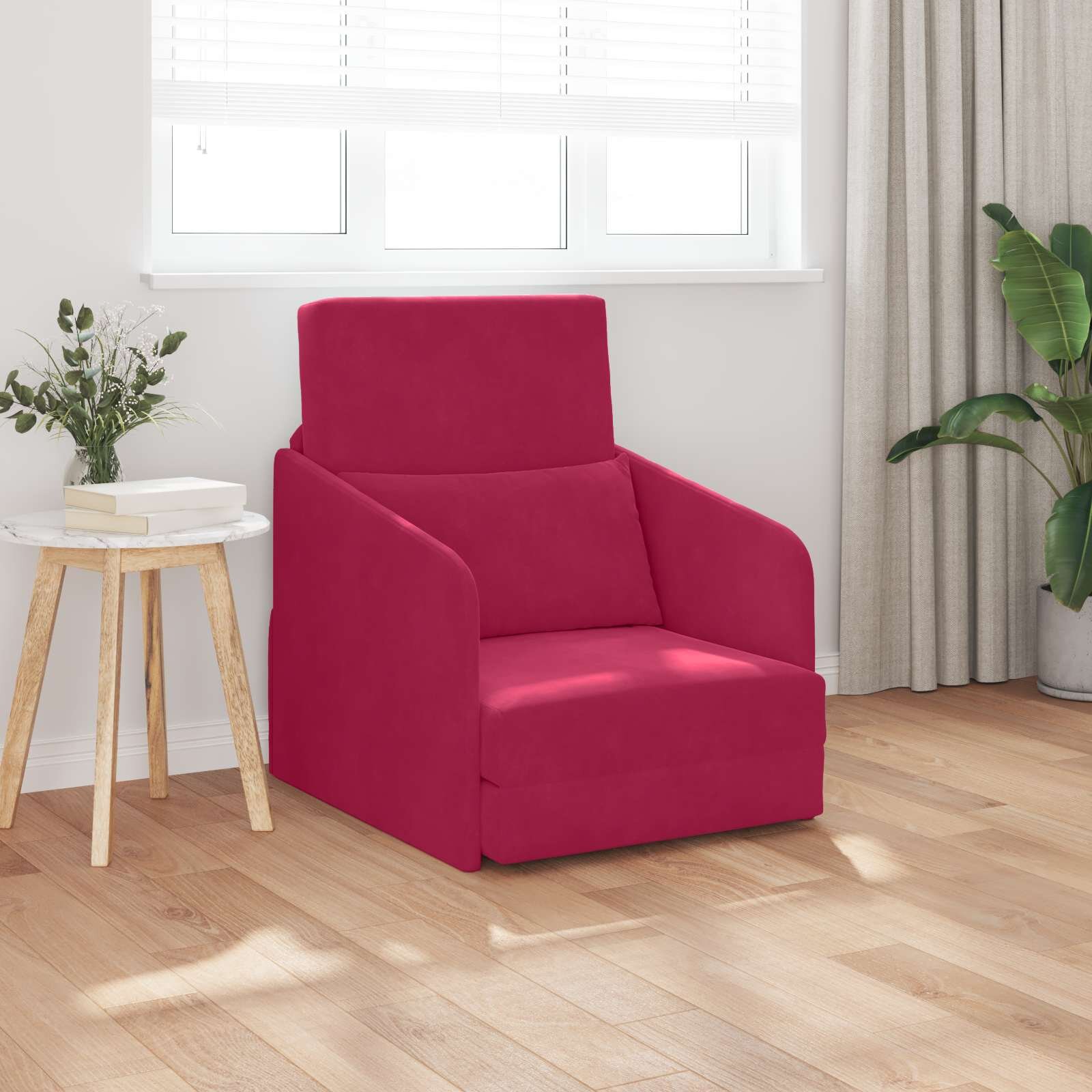 vidaXL Диван легло Виненочервен 65 x 80 x 83 см Кадифе