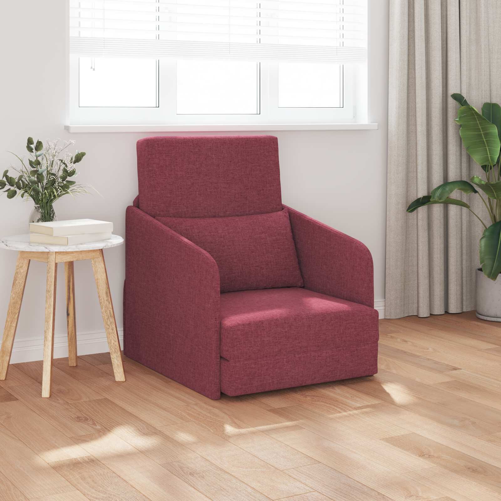 vidaXL Диван легло Виненочервен 65 x 80 x 83 см текстил
