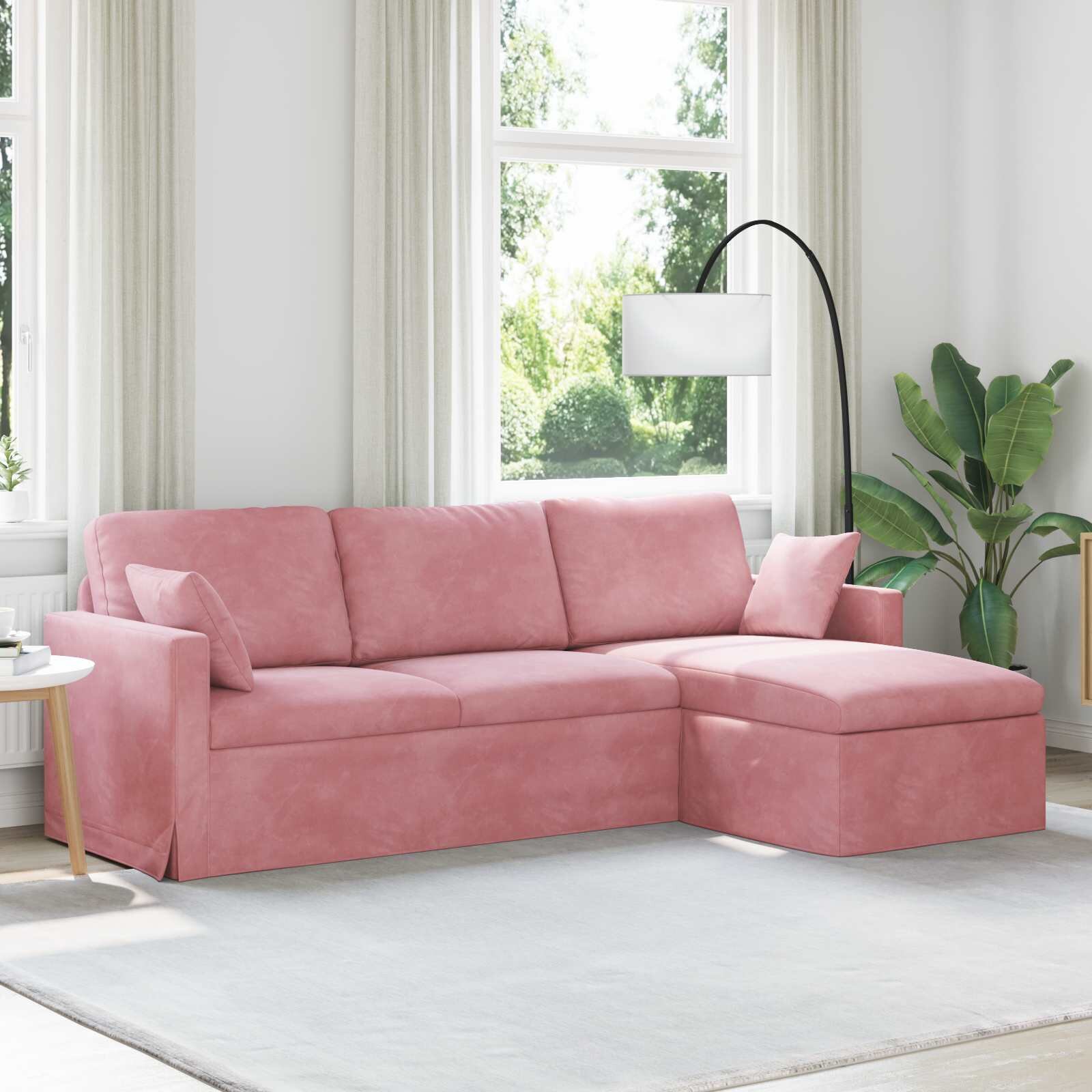 vidaXL Диван Розово 228 x 134 x 80 см Кадифе