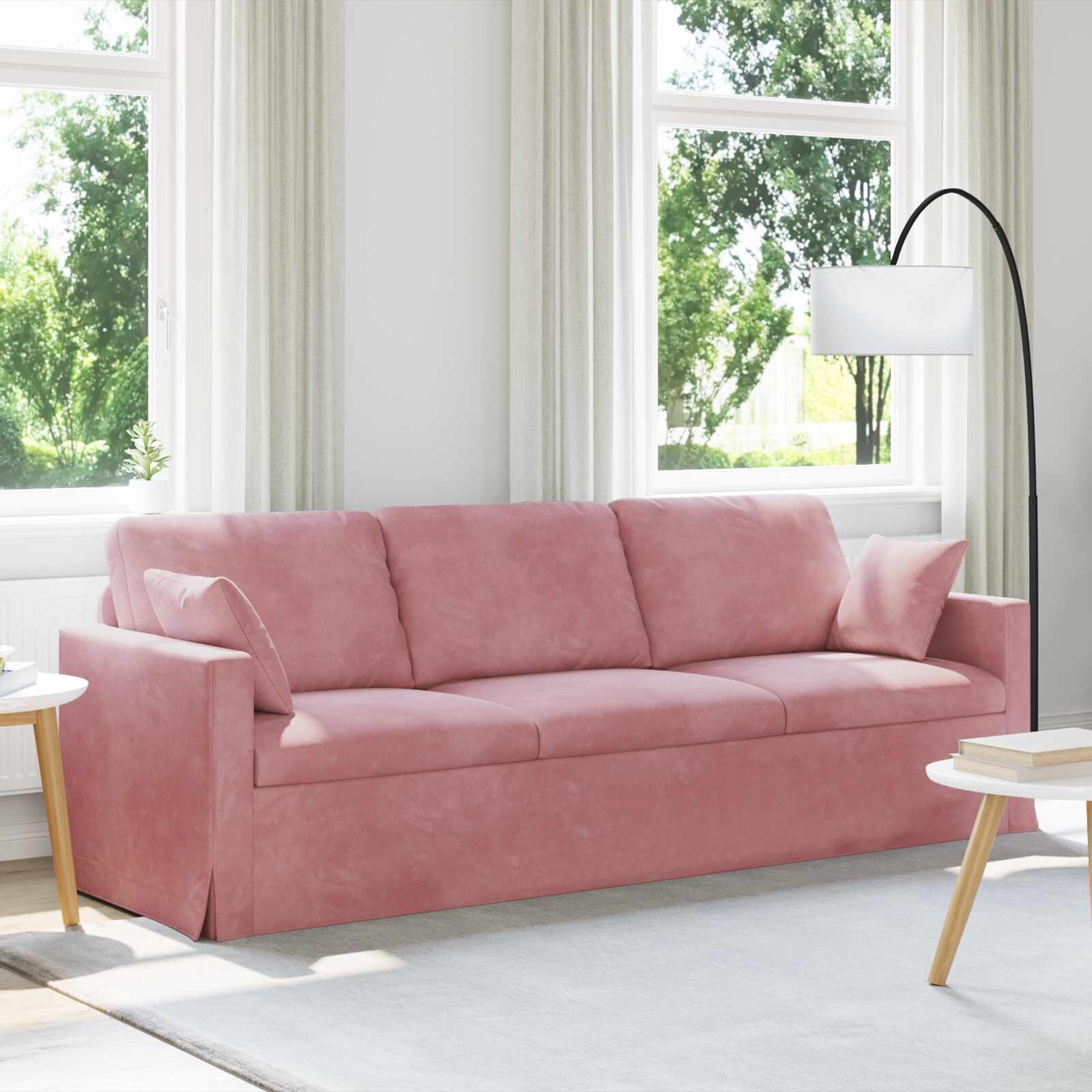 vidaXL Диван Розово 228 x 78 x 80 см Кадифе