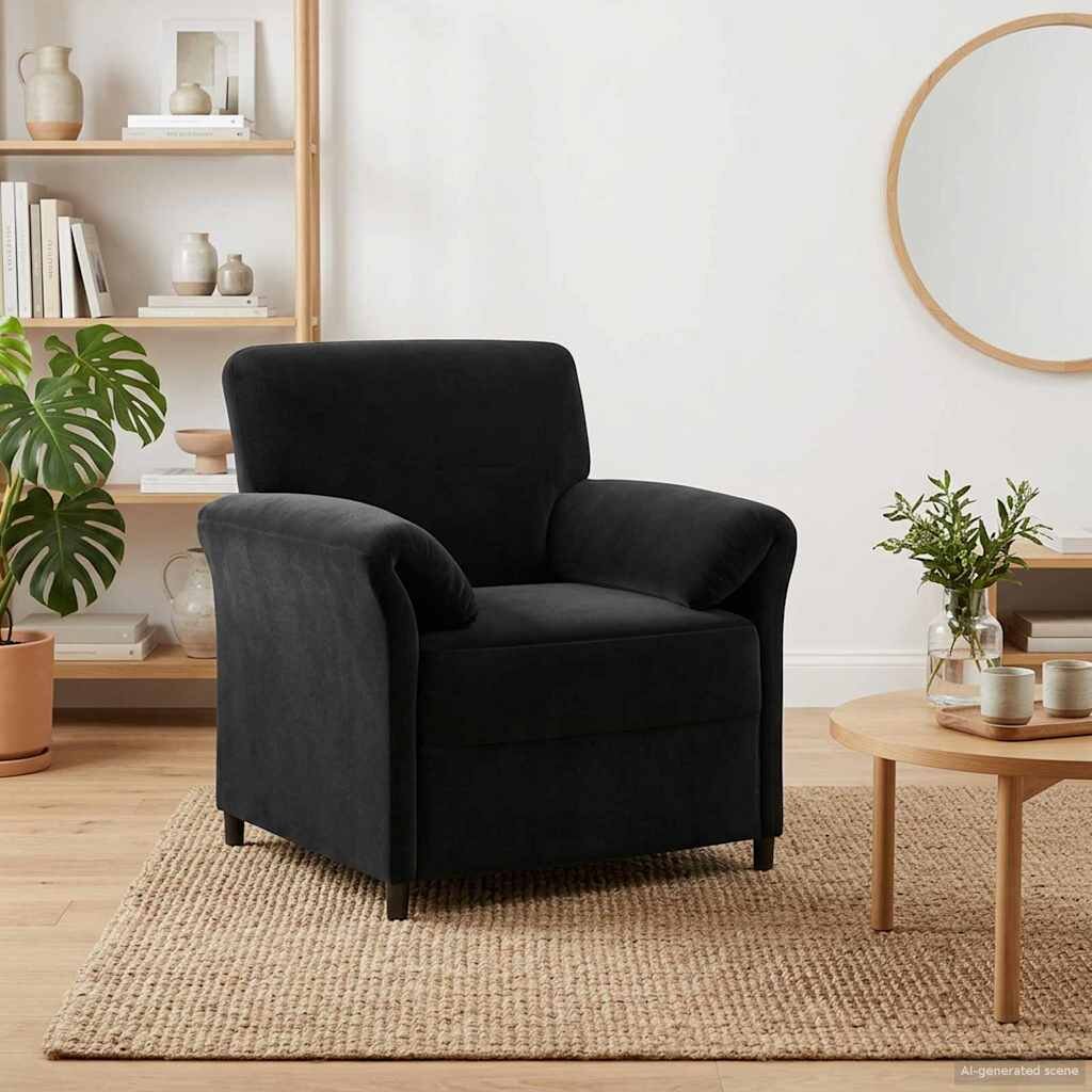 vidaXL Диван с едно seating Черно 88 x 83 x 95 см Кадифе