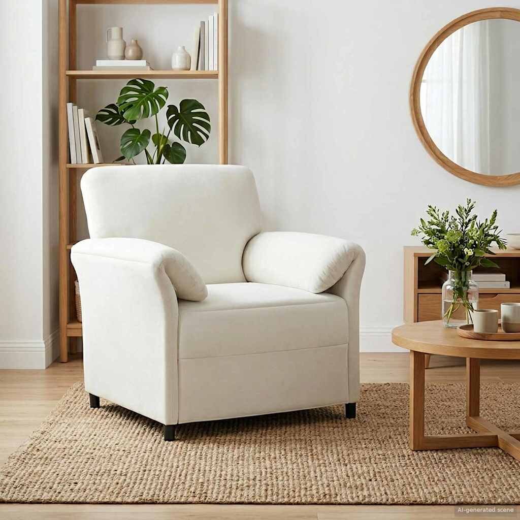 vidaXL Диван с едно seating Кремаво 88 x 83 x 95 см Кадифе