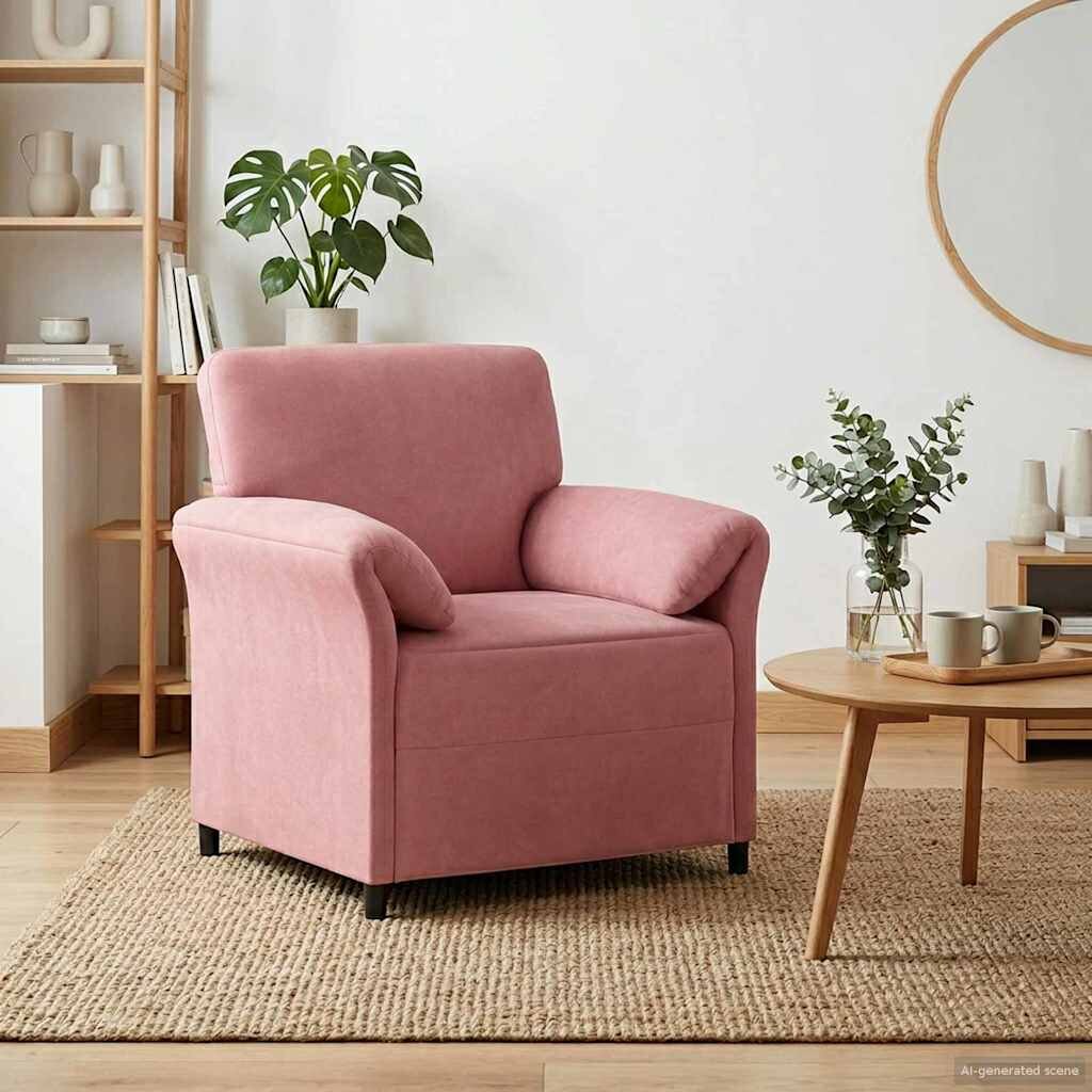vidaXL Диван с едно seating Розово 88 x 83 x 95 см Кадифе
