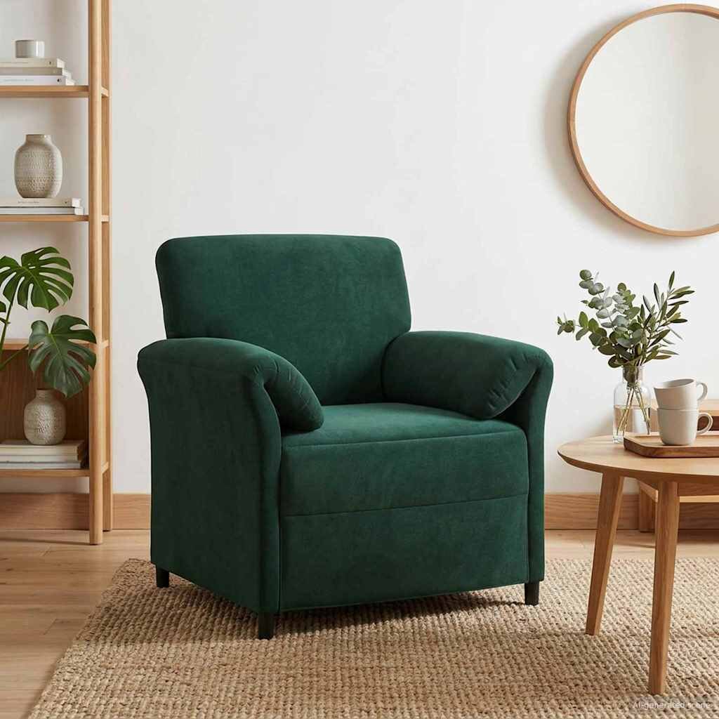 vidaXL Диван с едно seating Тъмнозелено 88 x 83 x 95 см Кадифе