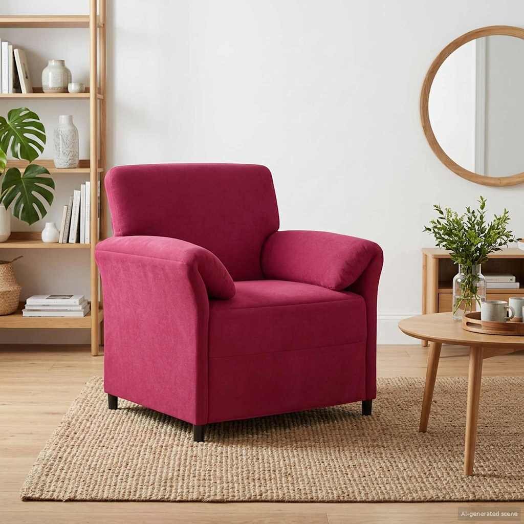 vidaXL Диван с едно seating Виненочервен 88 x 83 x 95 см Кадифе