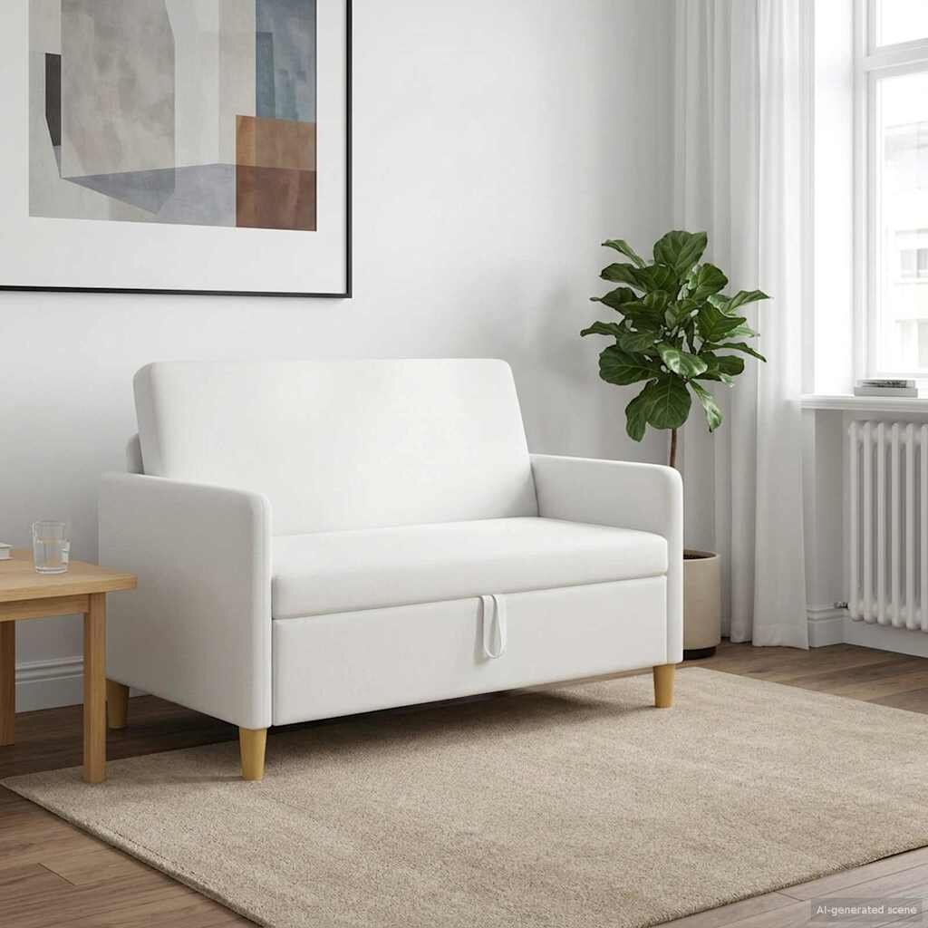 vidaXL Диван с storage Бяло 122 x 78 x 87 см Полиестер