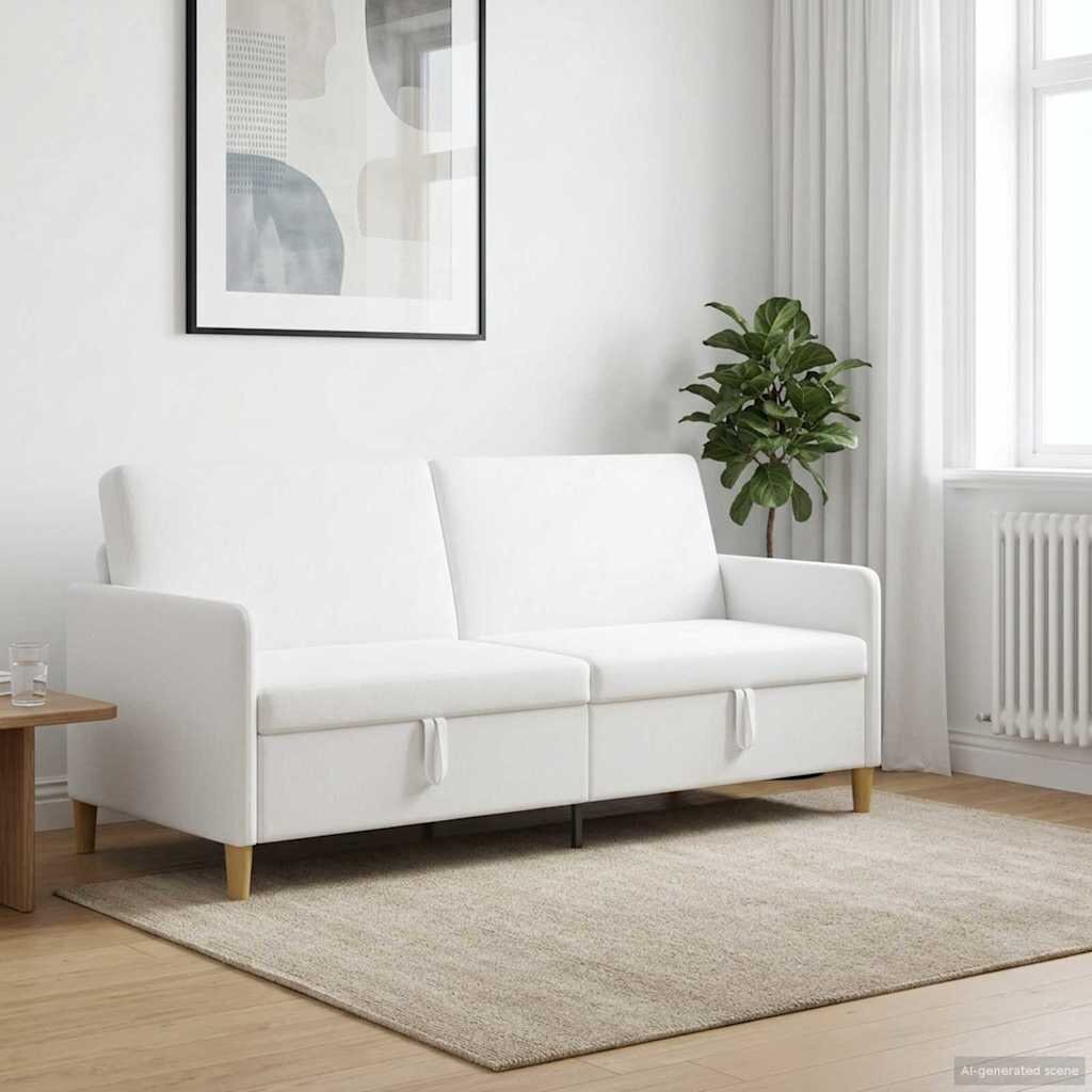 vidaXL Диван с storage Бяло 192 x 78 x 87 см Полиестер