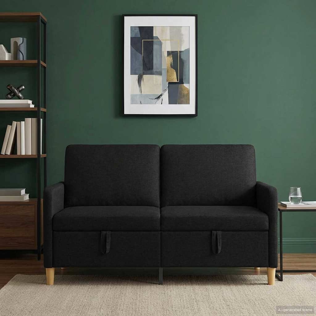 vidaXL Диван с storage Черно 152 x 78 x 87 см Полиестер