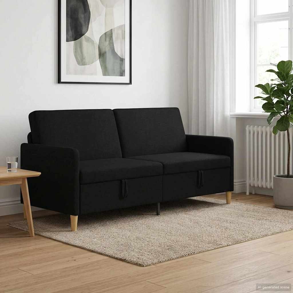 vidaXL Диван с storage Черно 192 x 78 x 87 см Полиестер