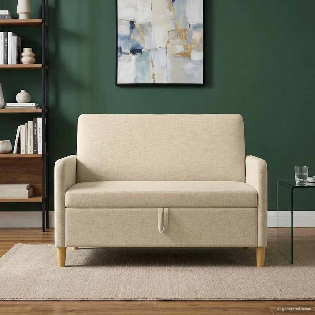 vidaXL Диван с storage Кремаво 122 x 78 x 87 см Полиестер