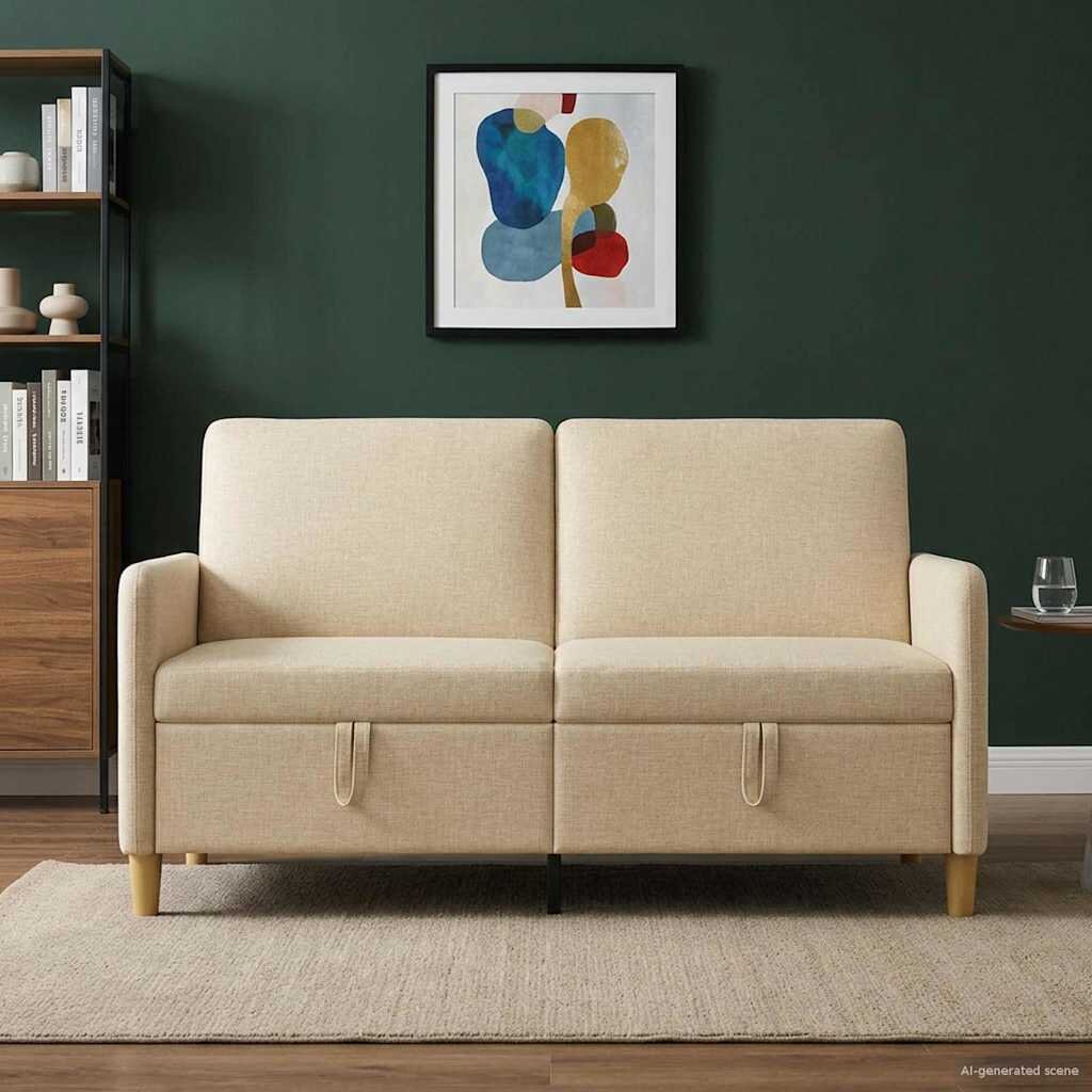 vidaXL Диван с storage Кремаво 152 x 78 x 87 см Полиестер