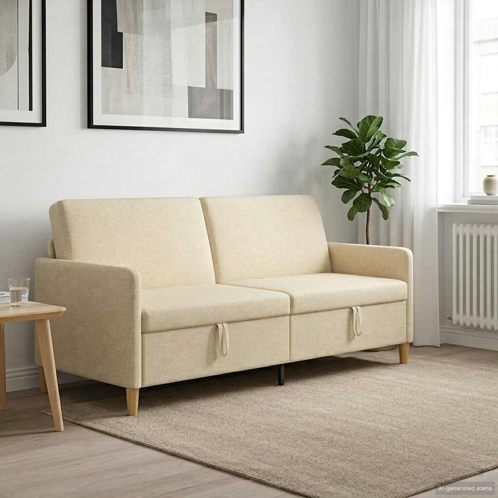 vidaXL Диван с storage Кремаво 192 x 78 x 87 см Полиестер