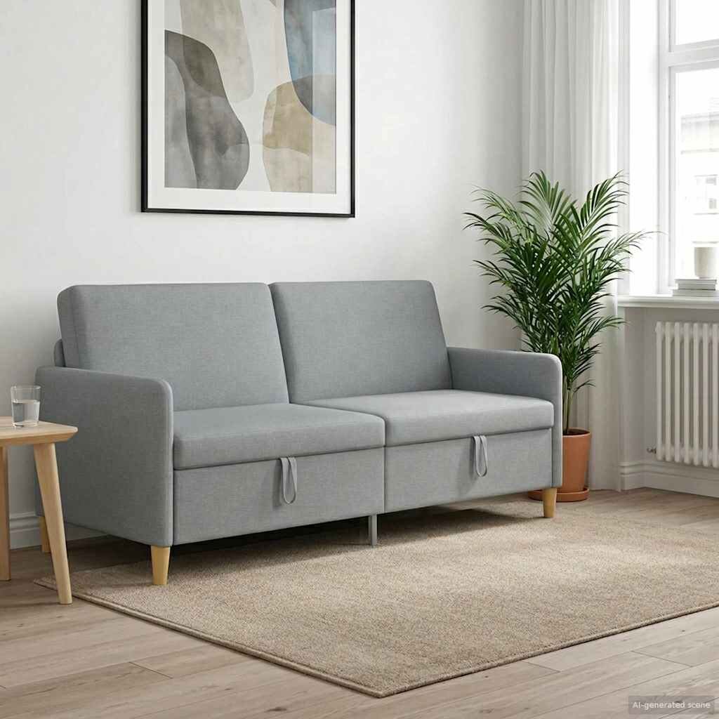 vidaXL Диван с storage Светлосиво 192 x 78 x 87 см Полиестер