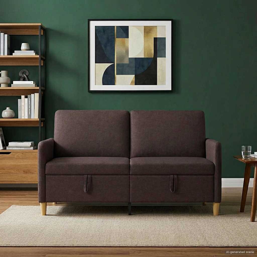 vidaXL Диван с storage Тъмен кафяв 152 x 78 x 87 см Полиестер