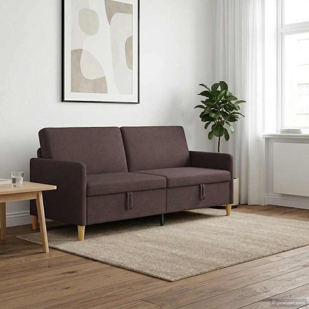 vidaXL Диван с storage Тъмен кафяв 192 x 78 x 87 см Полиестер