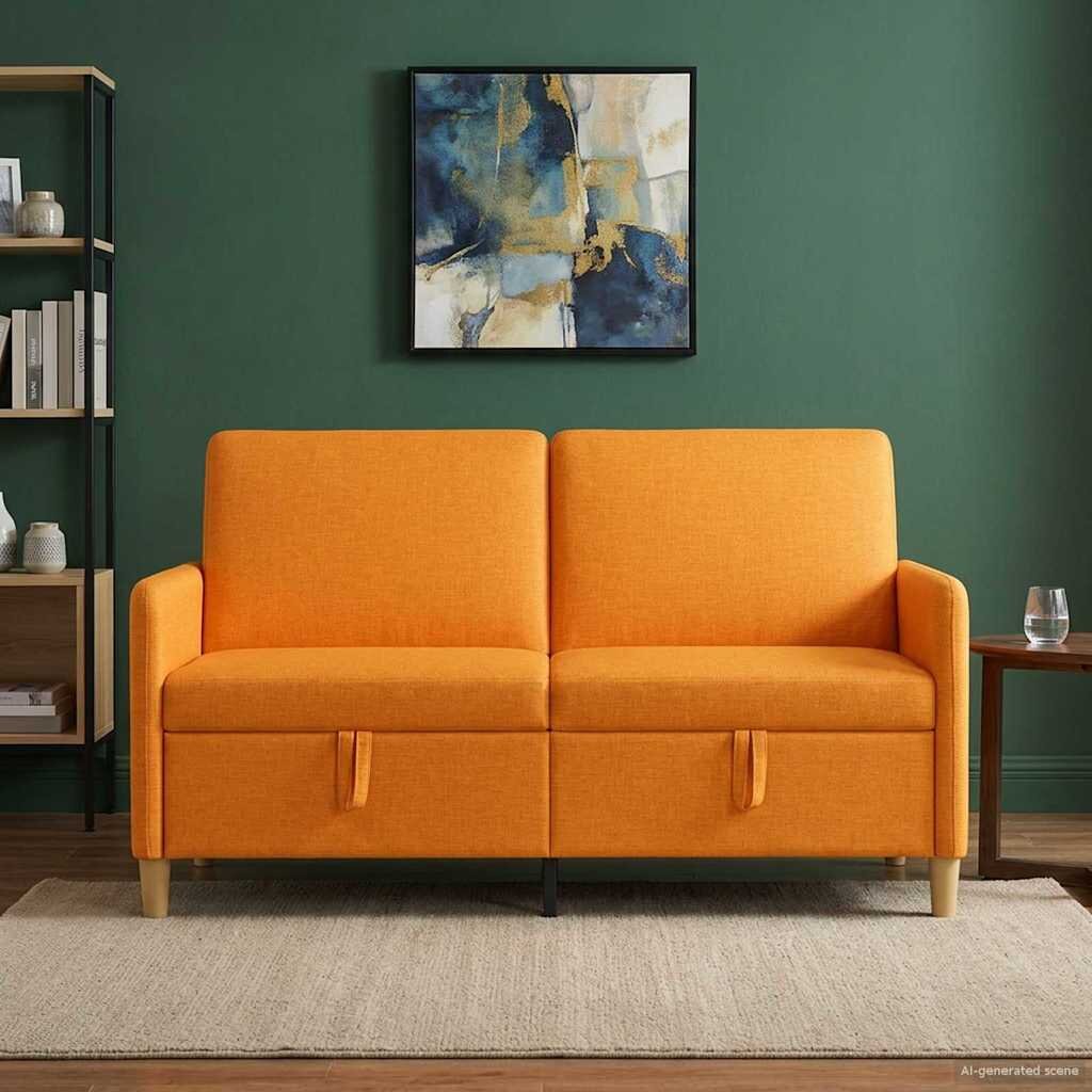 vidaXL Диван с storage Тъмен жълт 152 x 78 x 87 см Полиестер