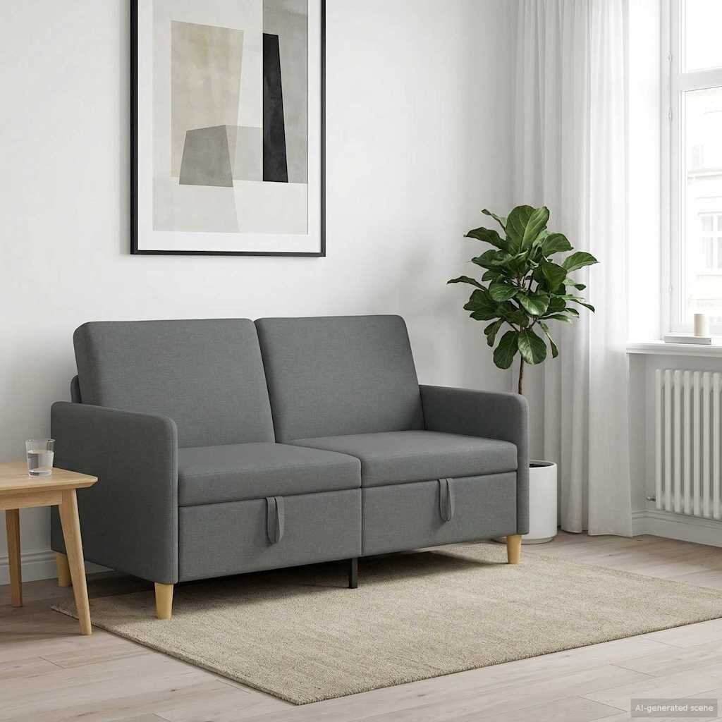 vidaXL Диван с storage Тъмносиво 152 x 78 x 87 см Полиестер