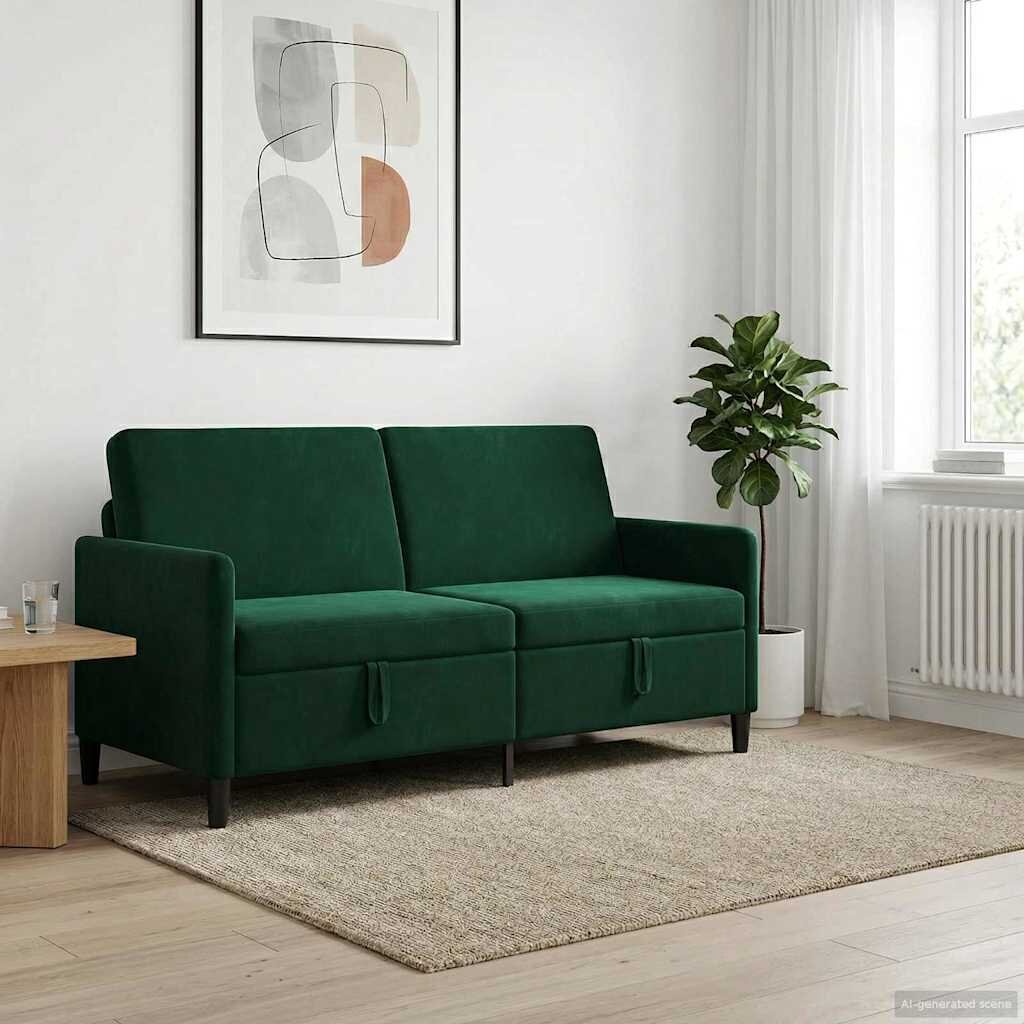 vidaXL Диван с storage Тъмнозелено 172 x 78 x 87 см Полиестер