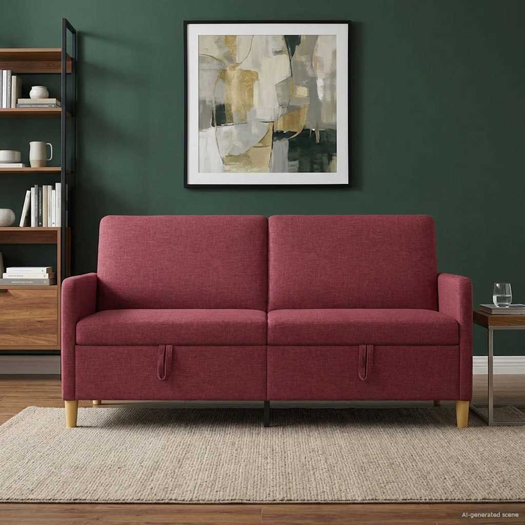 vidaXL Диван с storage Виненочервен 172 x 78 x 87 см Полиестер
