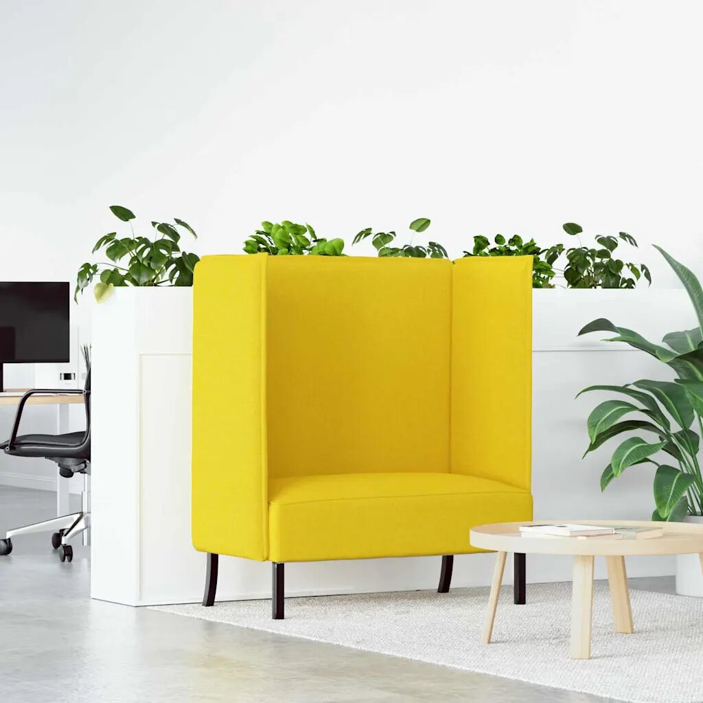 vidaXL Диван с висока облегалка 101cm Светло жълто текстил