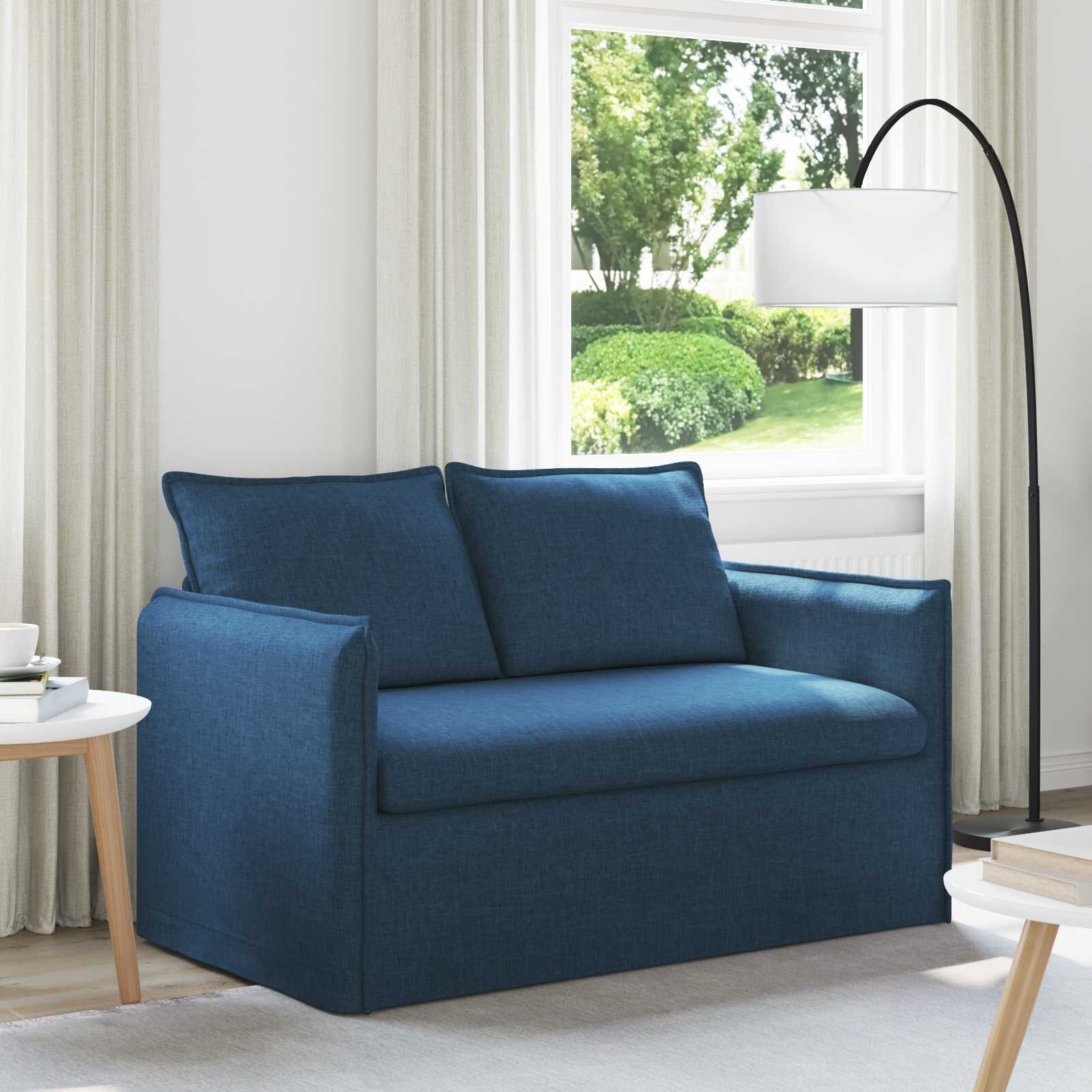 vidaXL Диван Синьо 136 x 82 x 85 см текстил