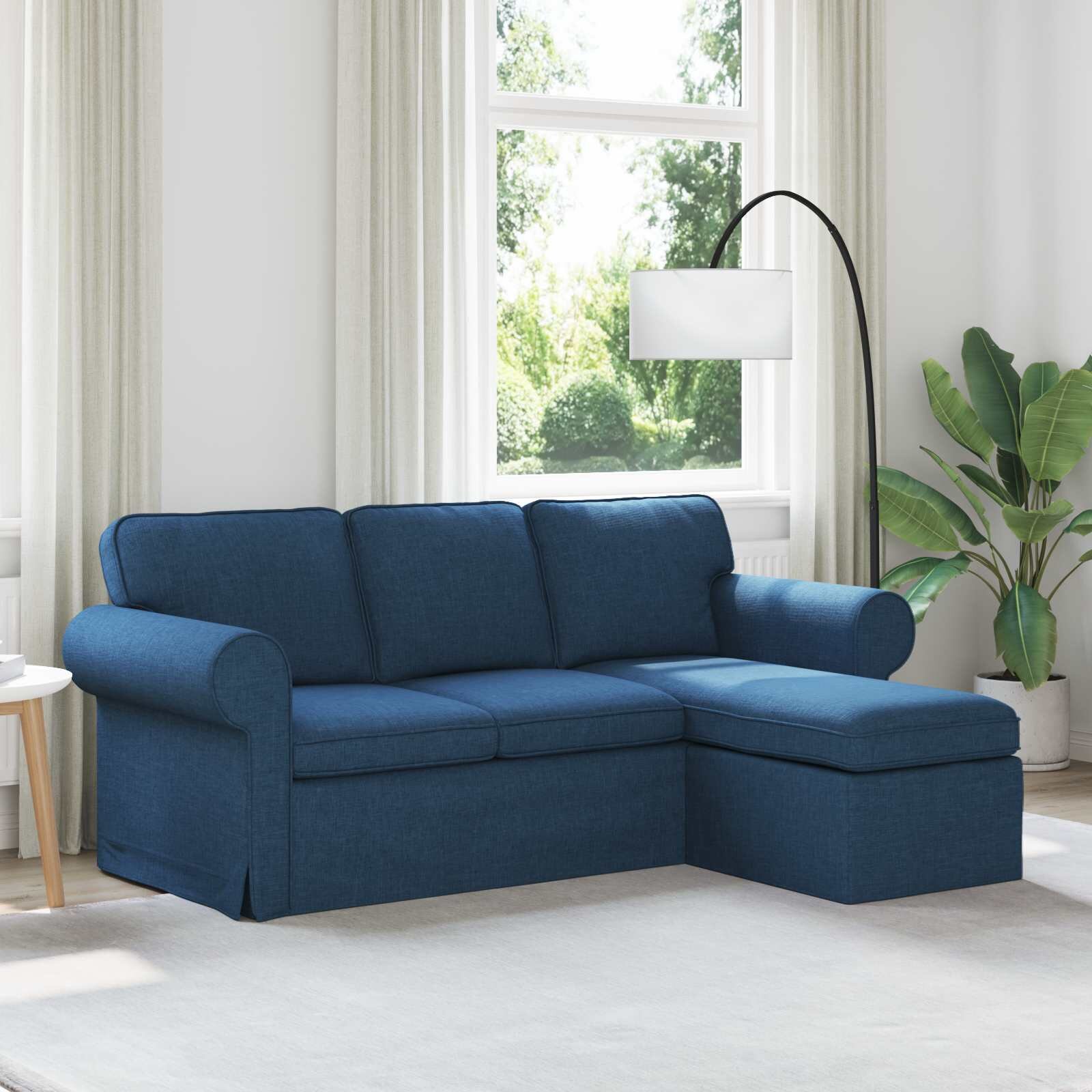 vidaXL Диван Синьо 195 x 138 x 80 см текстил