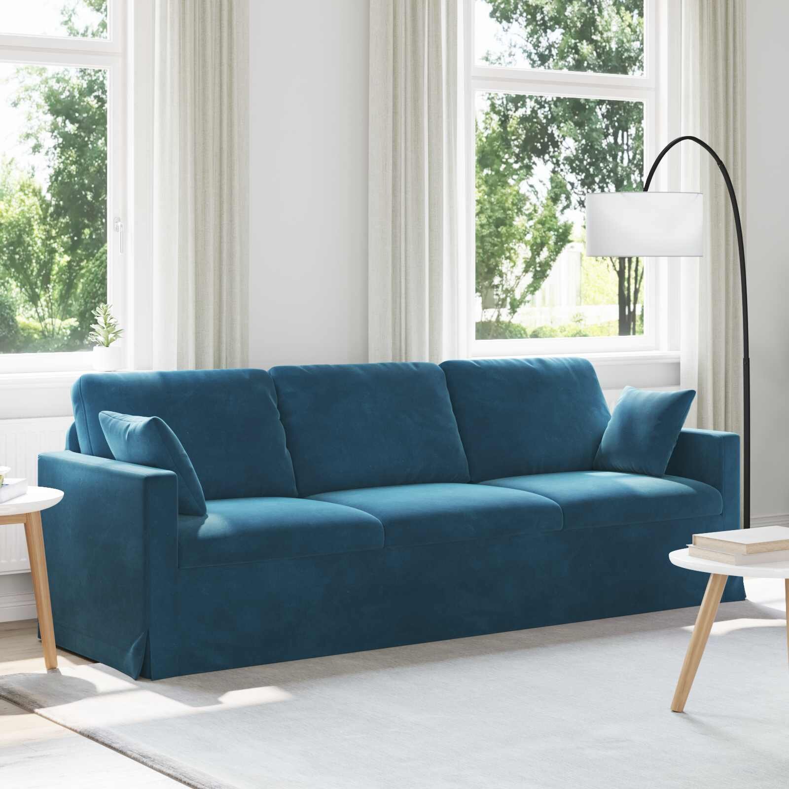 vidaXL Диван Синьо 228 x 78 x 80 см Кадифе