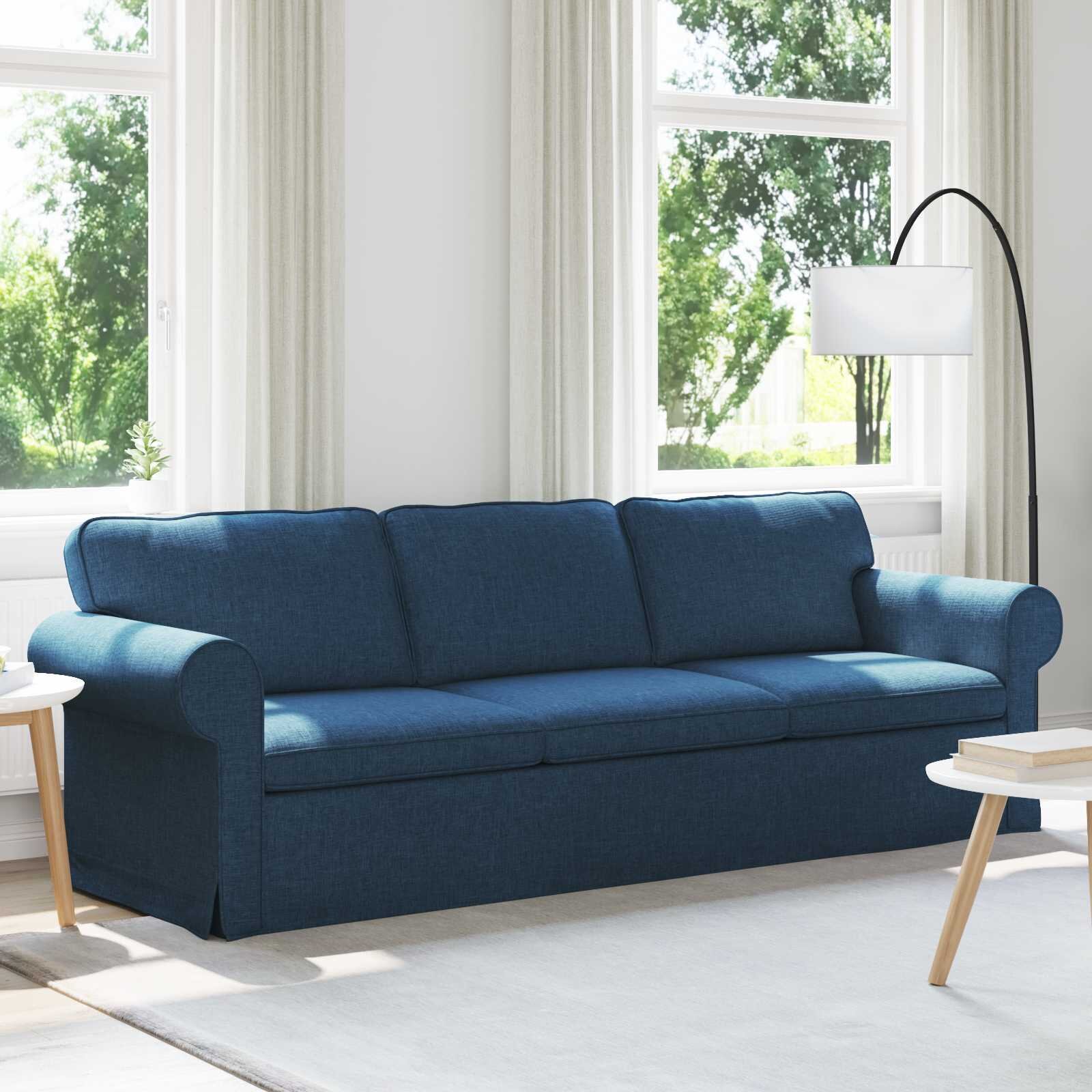 vidaXL Диван Синьо 245 x 82 x 80 см текстил