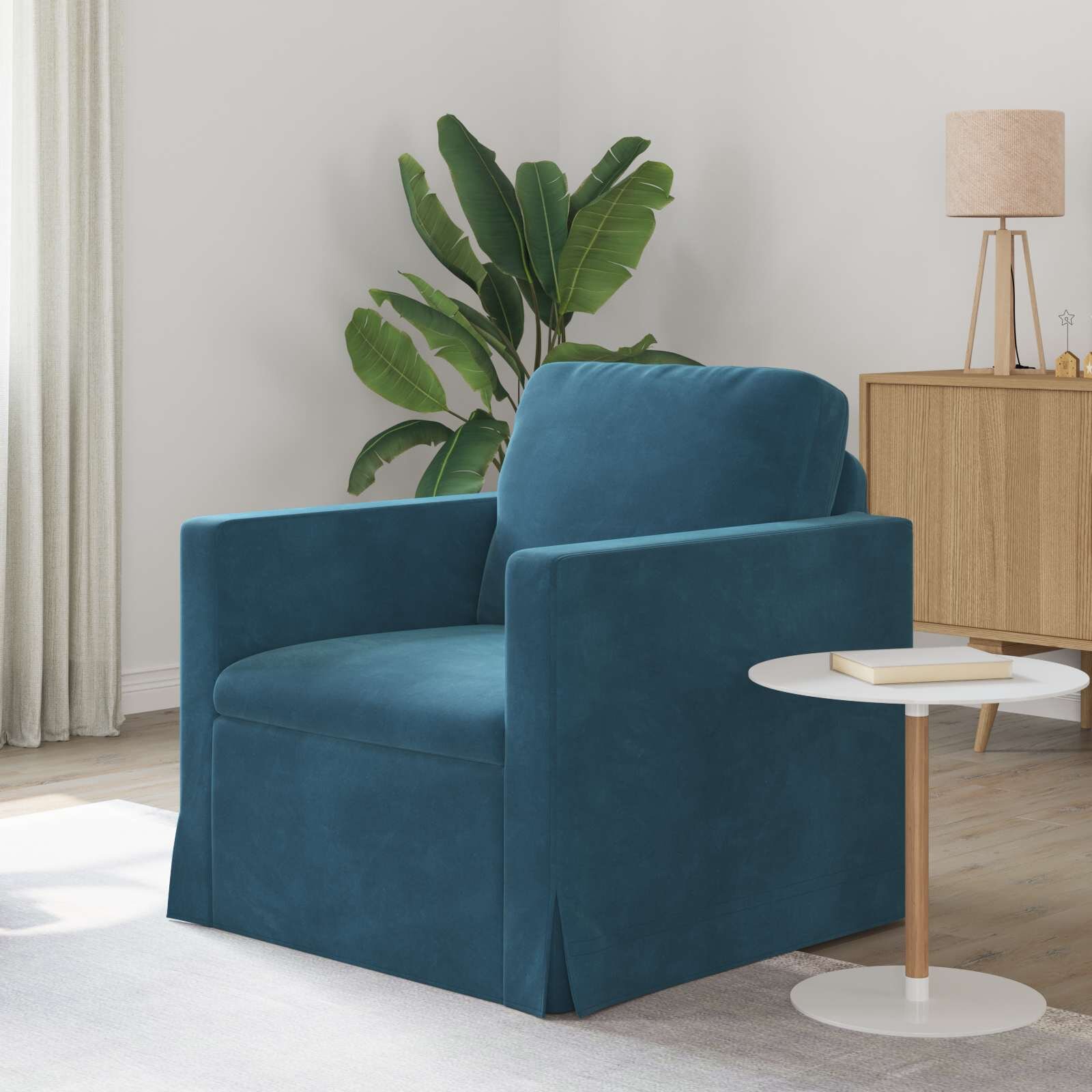 vidaXL Диван Синьо 78 x 78 x 80 см Кадифе