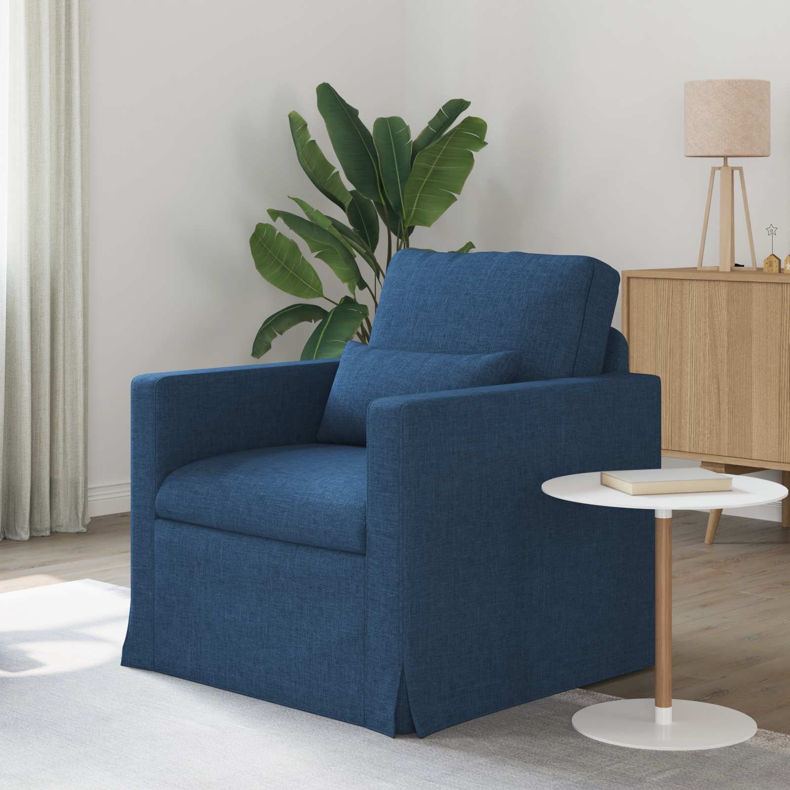 vidaXL Диван Синьо 78 x 78 x 80 см текстил