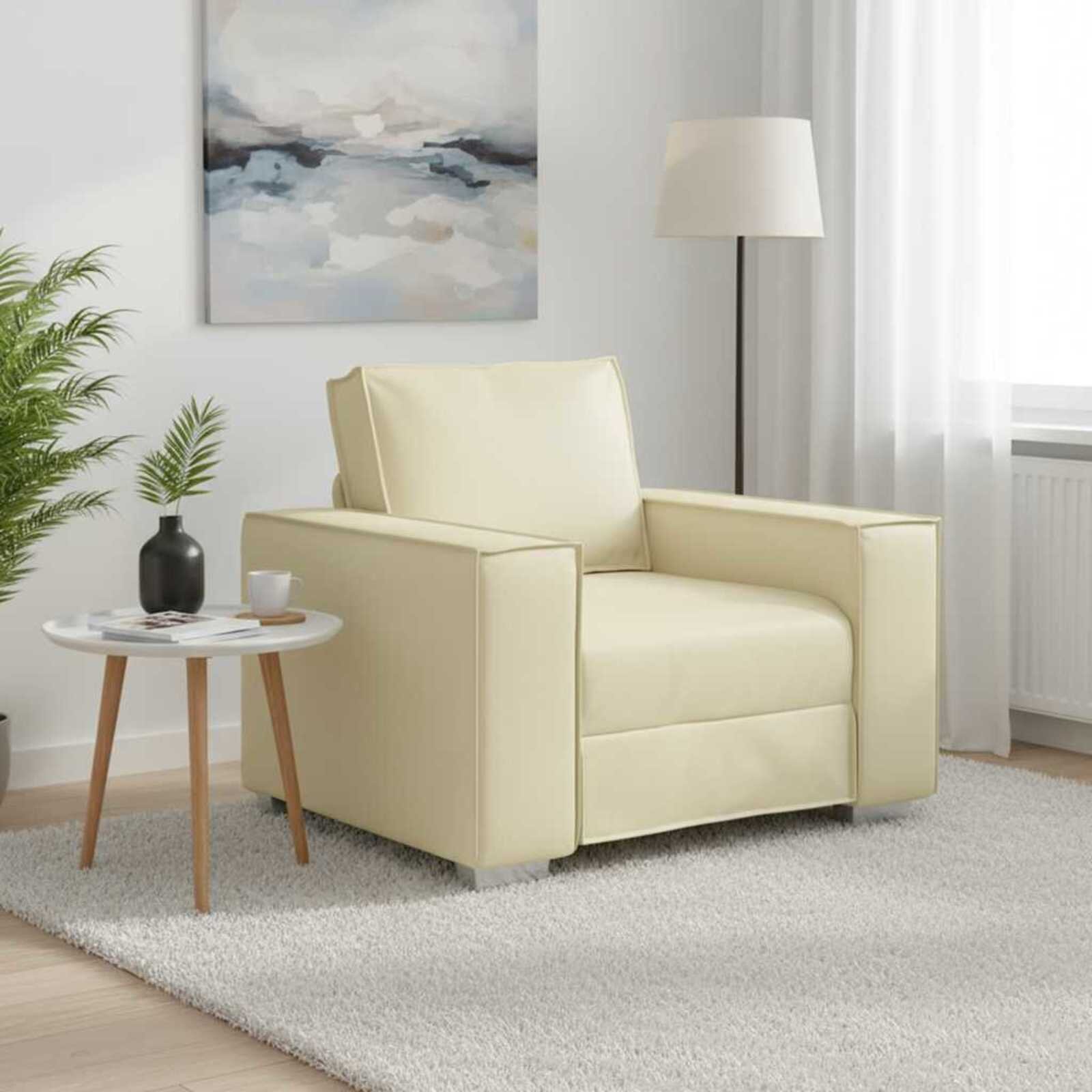 vidaXL Диван стол Крем 100 cm Изкуствена